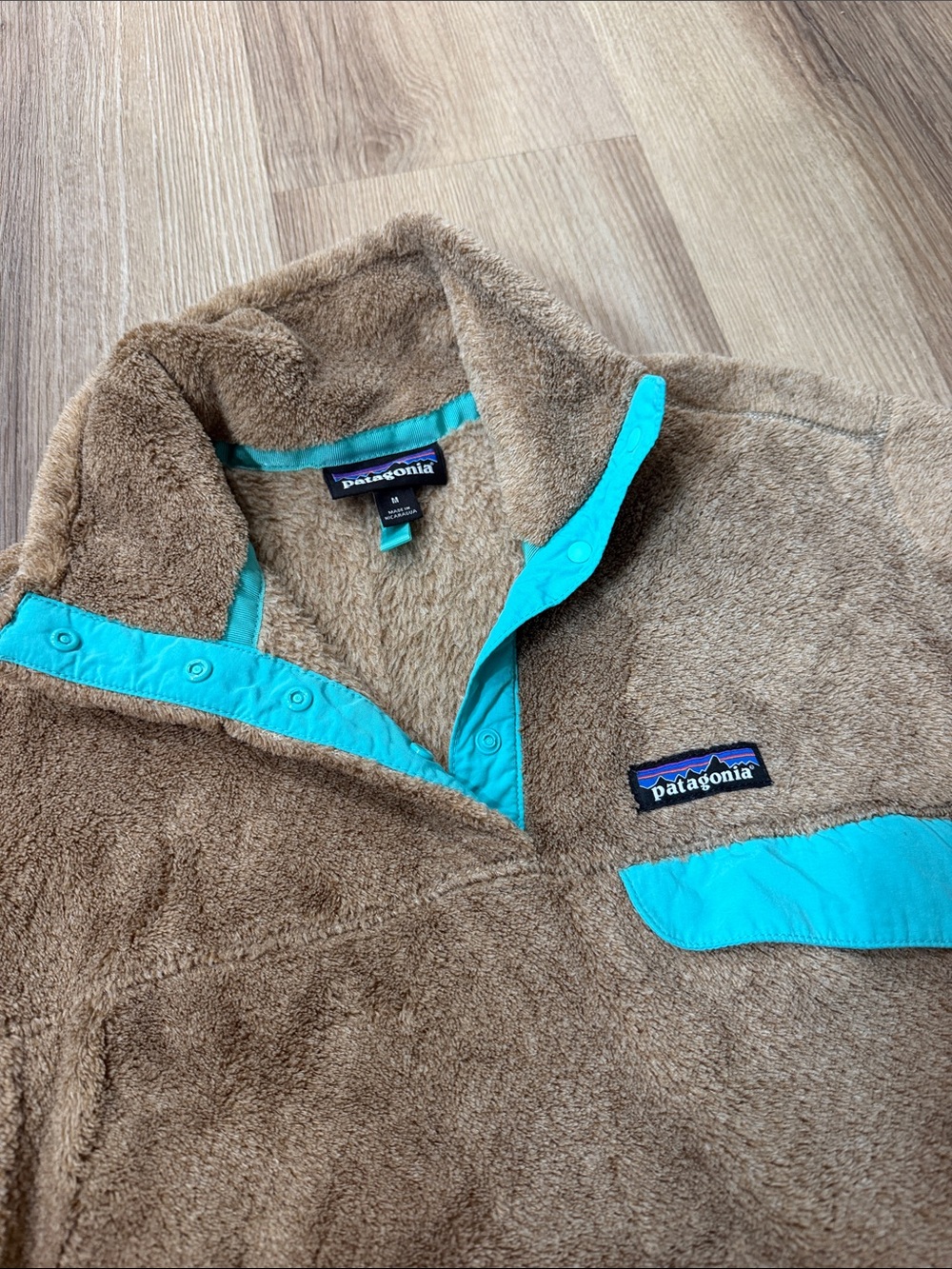 Patagonia Women's Re-Tool Snap-T® Pullover Sweatshirt Tan Blue Size Medium - Picture 2 of 7